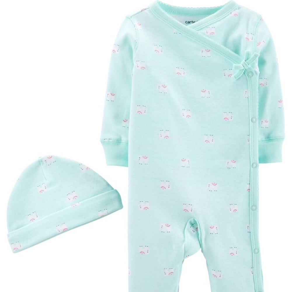 2-Piece Elephant Side-Snap Cotton Sleep & Play
